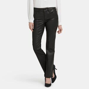 Nydj Coated Jeans Women's Size 14 Black Straight Leg Marilyn Party Holiday
